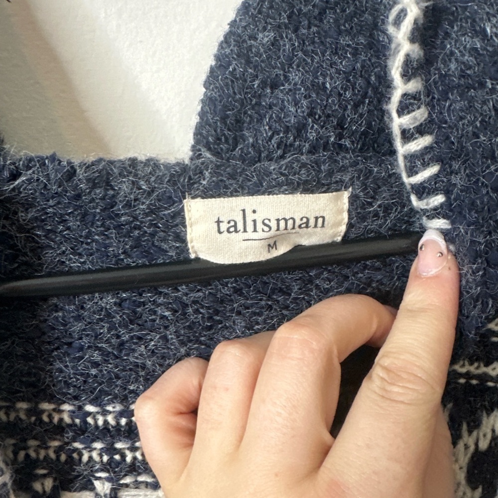 Navy and White Patterned Long Cardigan - Picture 2 of 5